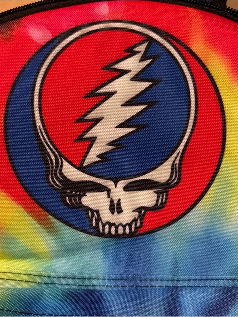 Grateful Dead Tie-Dye Steal Your Face Skull Backpack - Red Blue Yellow